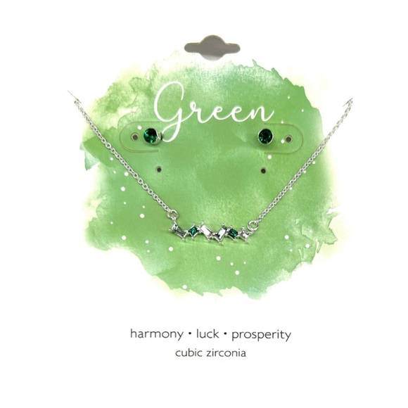 Inspirational CZ Necklace + Earrings Set 18” Chain 2” Extender NEW - Picture 4 of 5